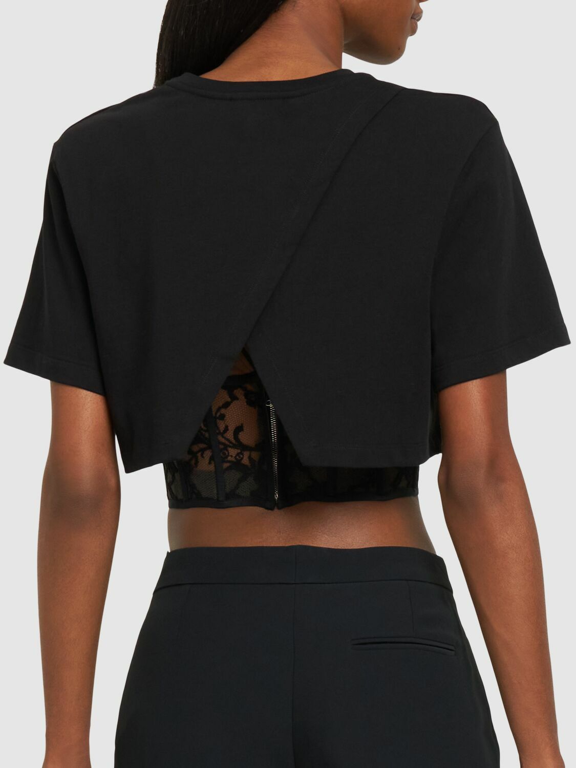 ALEXANDER MCQUEEN - Cotton Jersey T-shirt W/ Lace Details