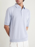 Lardini - Ribbed Linen and Cotton-Blend Polo Shirt - Blue