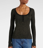 Chloé Ribbed-knit lurex® Henley shirt