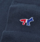 Maison Kitsuné - Logo-Intarsia Stretch Cotton-Blend Socks - Navy