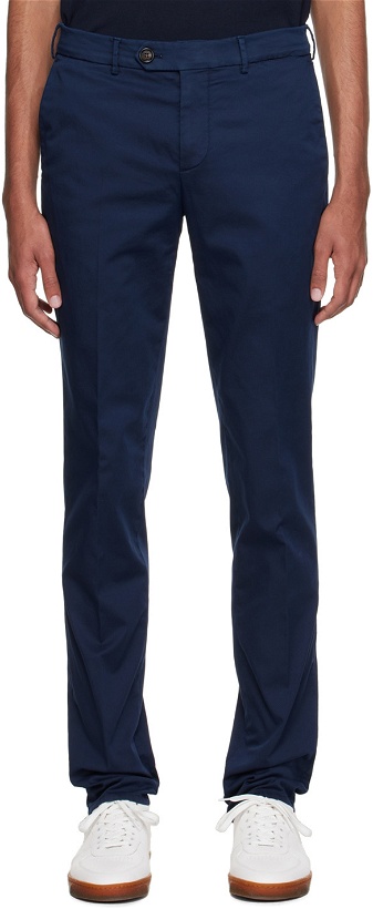 Photo: Brunello Cucinelli Navy Garment-Dyed Trousers