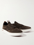 Loro Piana - Newport Shearling-Trimmed Two-Tone Suede Sneakers - Brown