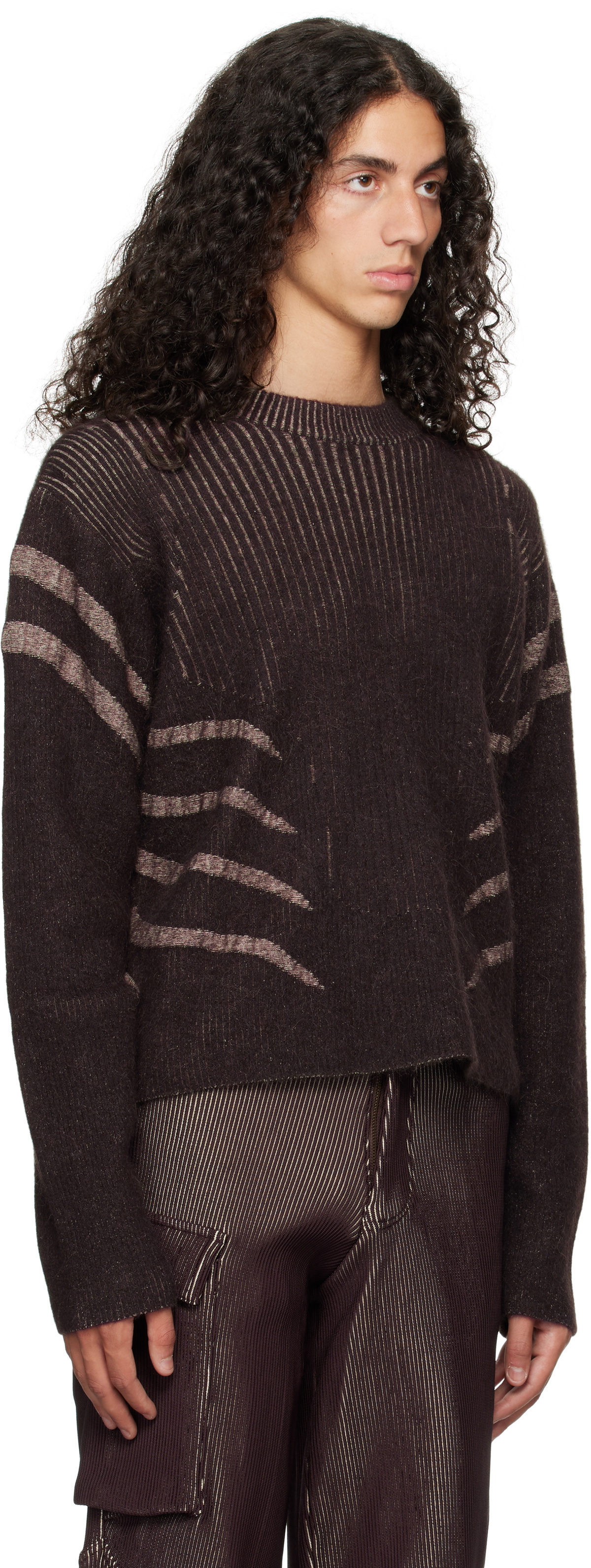 Charlie Constantinou Brown Mohair & Wool Blend Plated Sweater