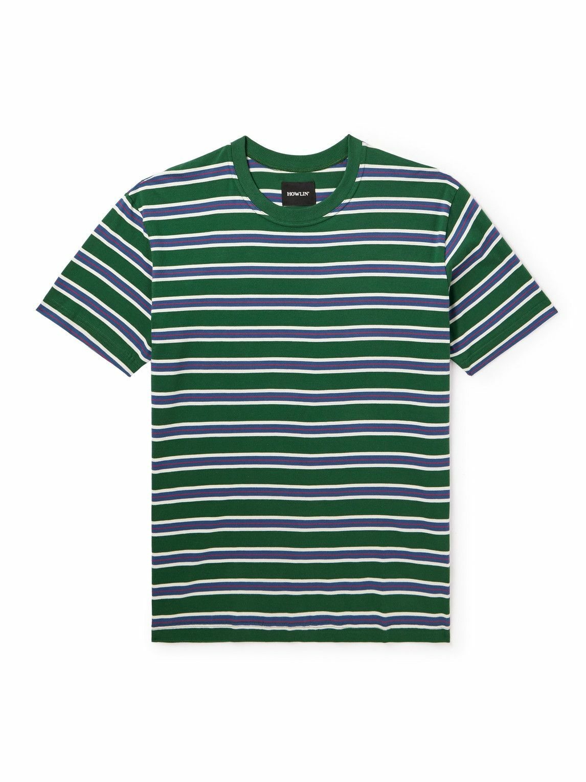 Photo: Howlin' - Striped Cotton-Jersey T-Shirt - Green