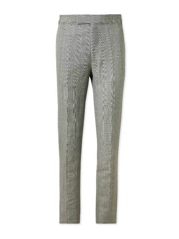 Photo: Kingsman - Prince of Wales Checked Linen and Wool-Blend Trousers - Gray