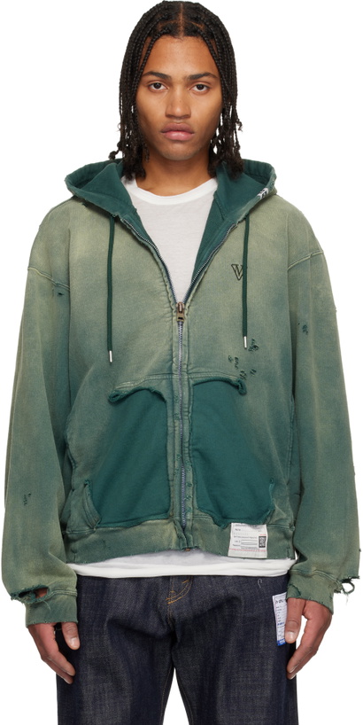 Photo: Maison MIHARA YASUHIRO Green Sun Faded Like Zip-Up Hoodie