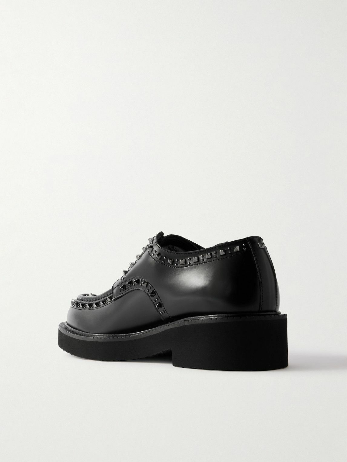 Valentino Garavani - Studded Leather Derby Shoes - Black