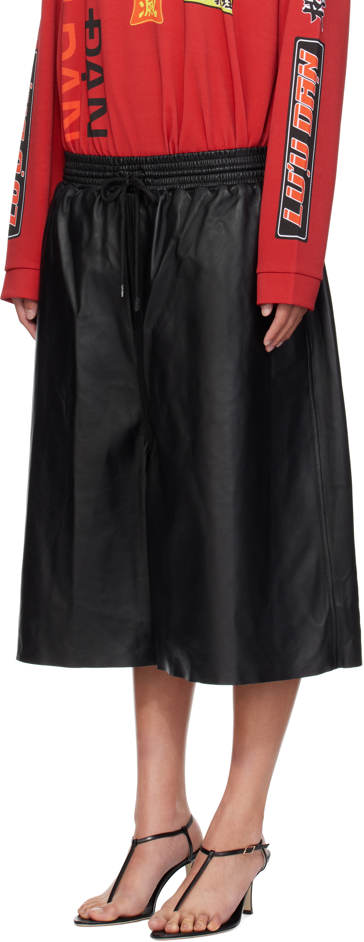 LU'U DAN Black B Ball Leather Pants