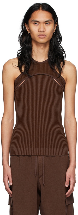 Photo: ANDREĀDAMO SSENSE Exclusive Brown Viscose Tank Top