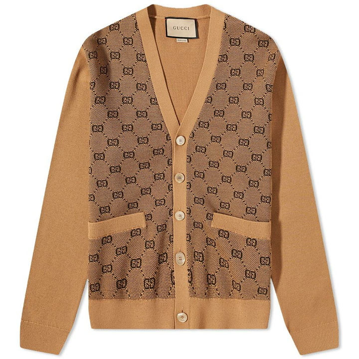 Photo: Gucci Men's GG Knitted Cardigan in Beige