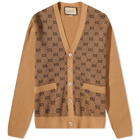 Gucci Men's GG Knitted Cardigan in Beige