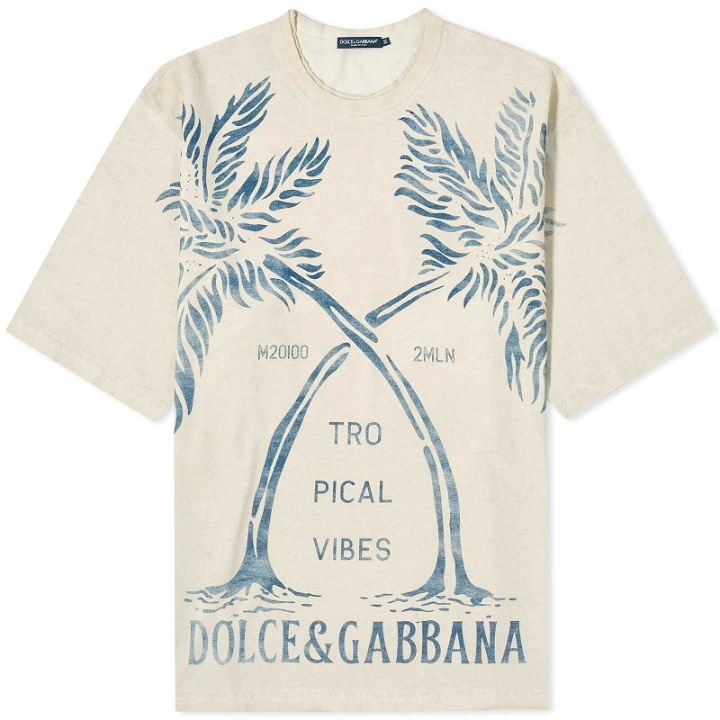 Photo: Dolce & Gabbana Men's Palms T-Shirt in Beige