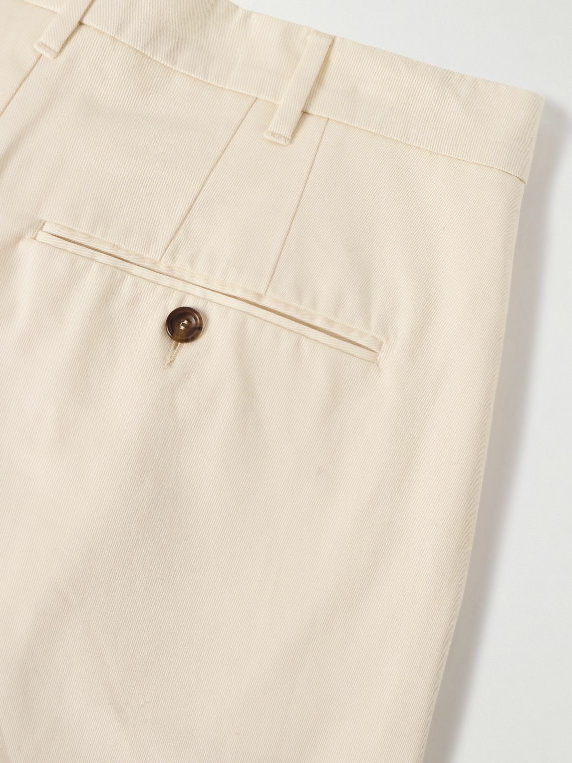Richard James - Straight-Leg Pleated Cotton-Twill Trousers - Neutrals