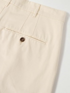 Richard James - Straight-Leg Pleated Cotton-Twill Trousers - Neutrals