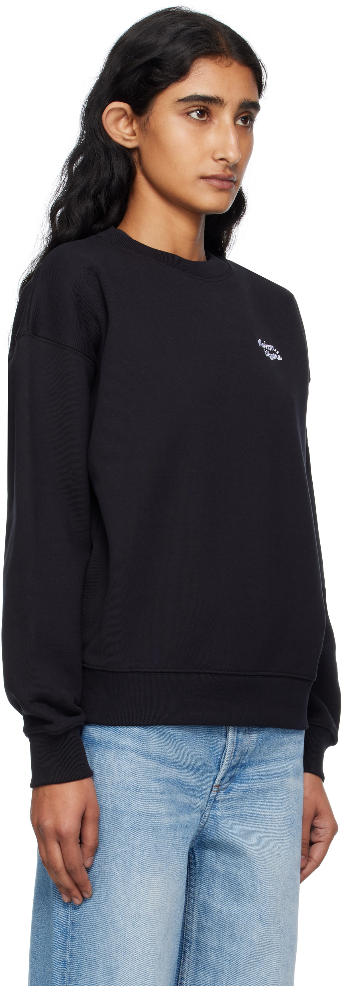 Maison Kitsuné Black 'Maison Kitsuné' Handwriting Comfort Sweatshirt