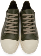 Rick Owens Green Grained Leather Low Sneakers