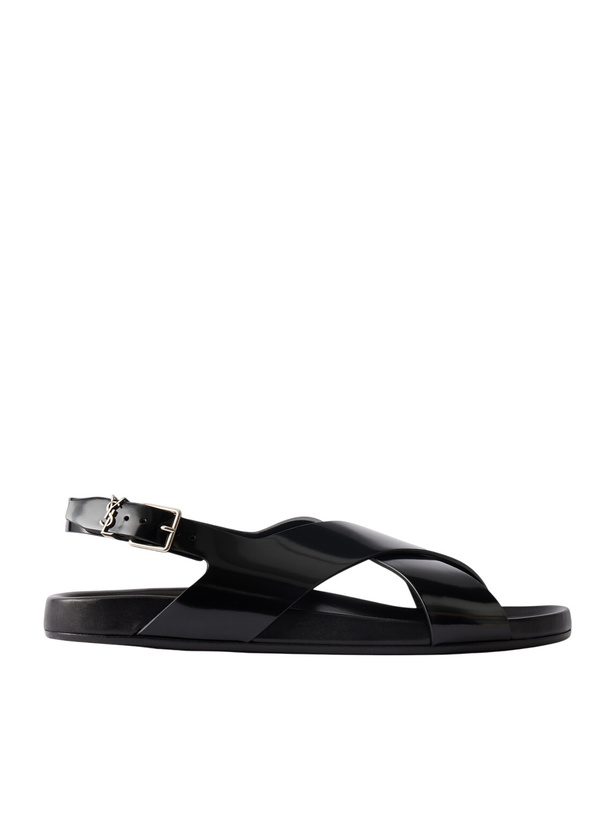 Photo: SAINT LAURENT - Helios 10 Cassandre-Embellished Leather Sandals - Black