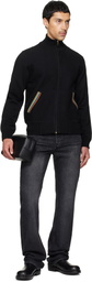 Paul Smith Black Straw-Grain Embossed Leather Wash Pouch