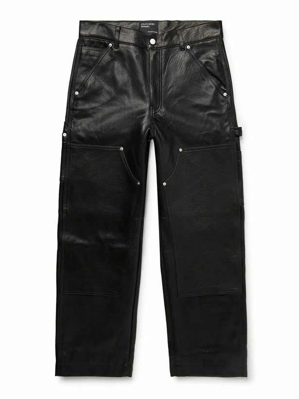 Photo: Enfants Riches Déprimés - Panelled Straight-Leg Leather Trousers - Black