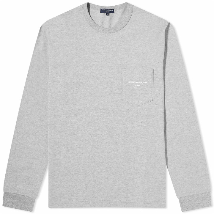 Photo: Comme des Garçons Homme Men's Pocket Logo Long Sleeve T-Shirt in Top Grey
