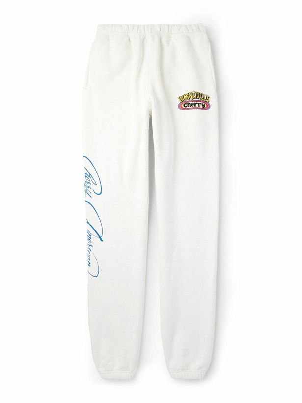 Photo: Cherry Los Angeles - Tapered Logo-Print Cotton-Fleece Sweatpants - White