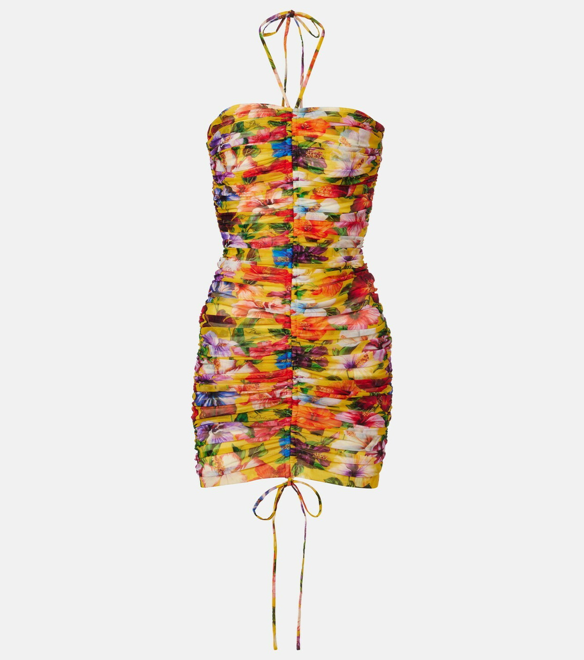 Dolce&Gabbana Ruched floral halterneck minidress