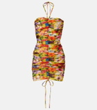 Dolce&Gabbana Ruched floral halterneck minidress