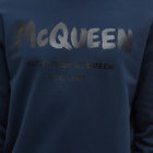 Alexander McQueen Men's Grafitti Logo Crew Sweat in Ink/Black