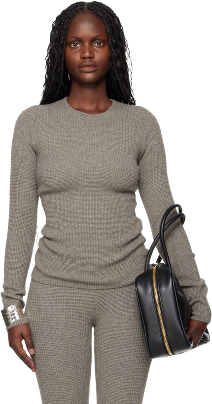 Photo: Fear of God ESSENTIALS Brown Holiday Waffle Long Sleeve T-shirt
