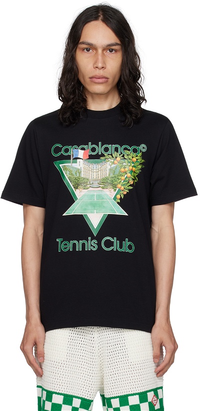 Photo: Casablanca SSENSE Exclusive Black 'Tennis Club Icon' T-Shirt