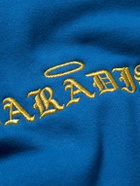 PARADISE - Halo Skull Logo-Embroidered Cotton-Blend Jersey Hoodie - Blue
