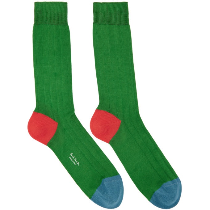 Photo: Paul Smith Green Plain Contrast Socks