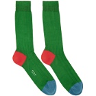 Paul Smith Green Plain Contrast Socks