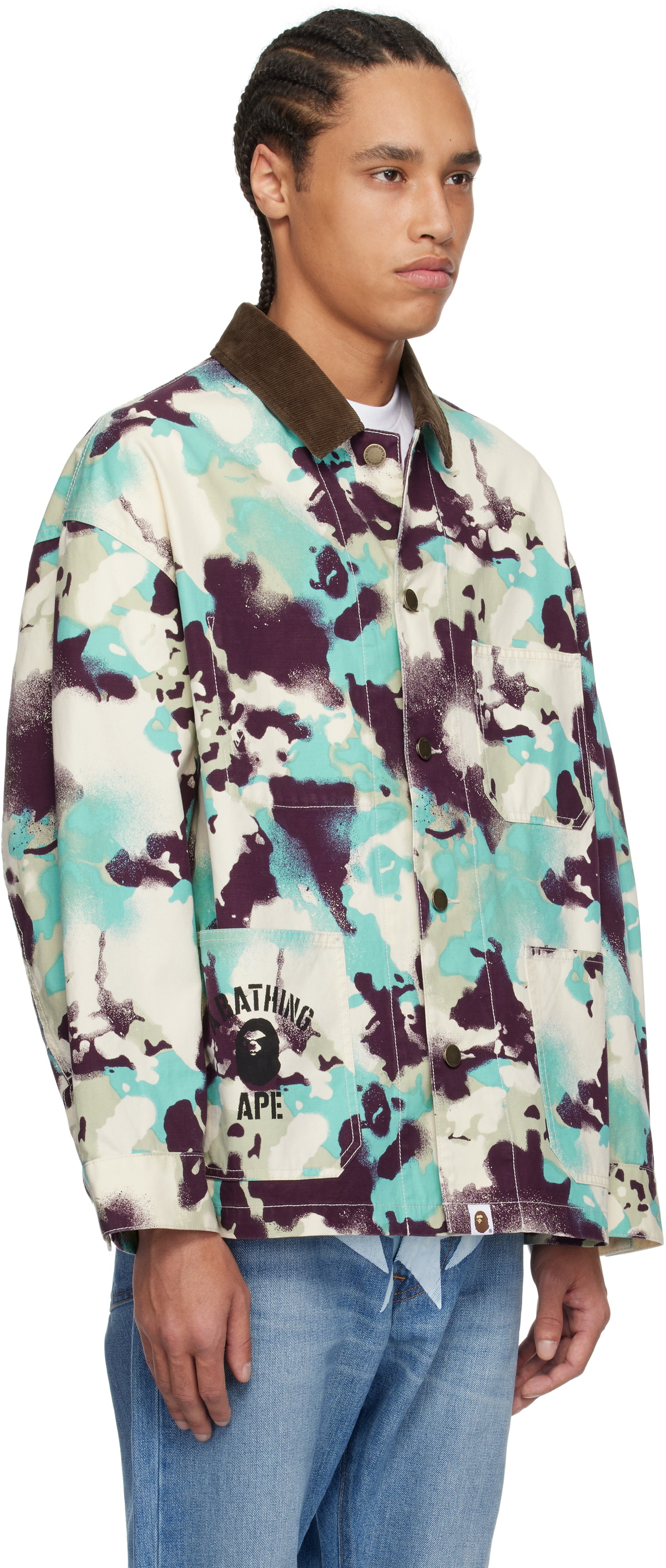 BAPE Blue & Purple Map Camo Work Jacket A Bathing Ape