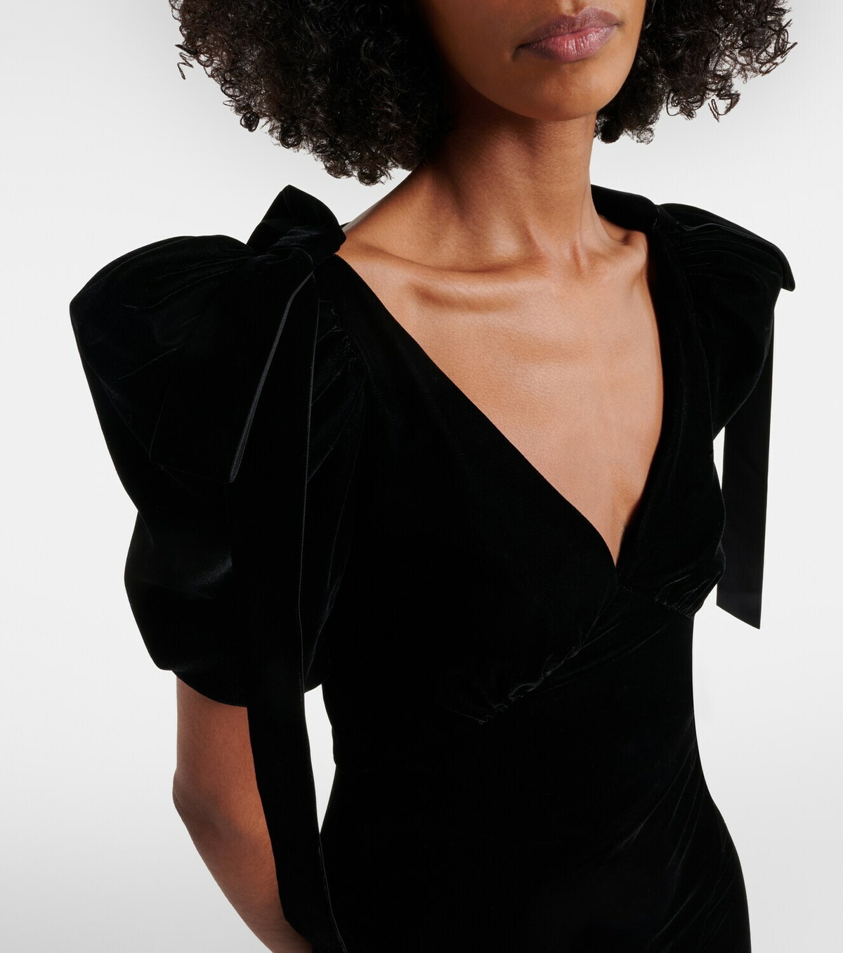 Rodarte Bow-detail silk crêpe and velvet gown