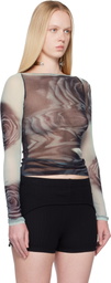 Jean Paul Gaultier Black & Gray 'The Blurry Roses' T-shirt