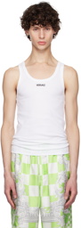 Versace Underwear White Embroidered Logo Tank Top