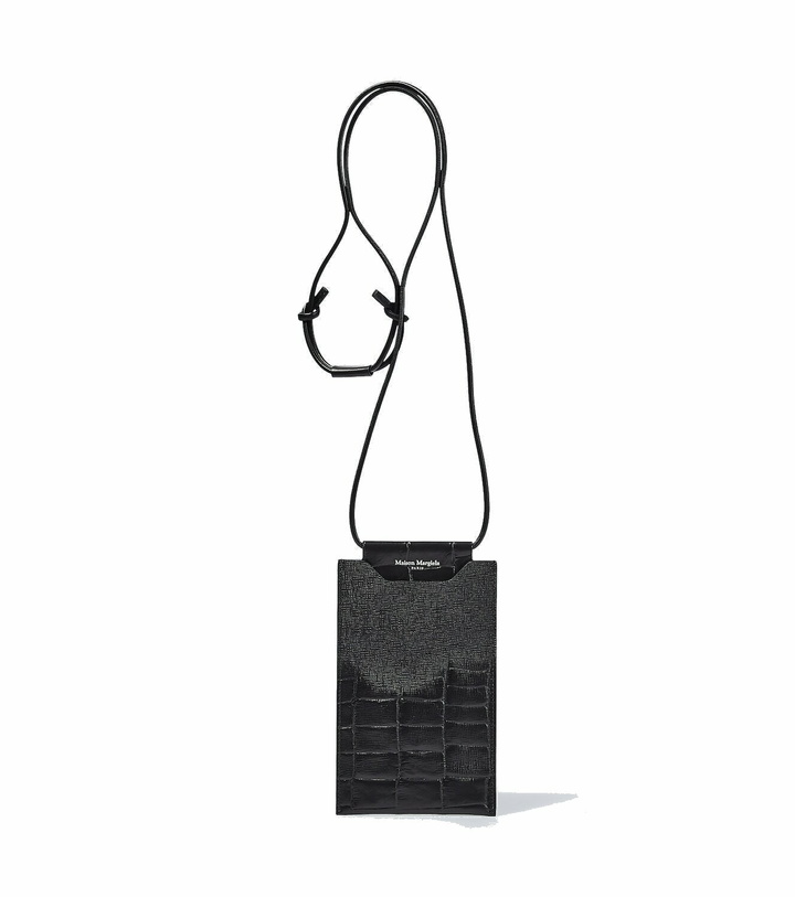 Photo: Maison Margiela Croc-effect leather phone pouch