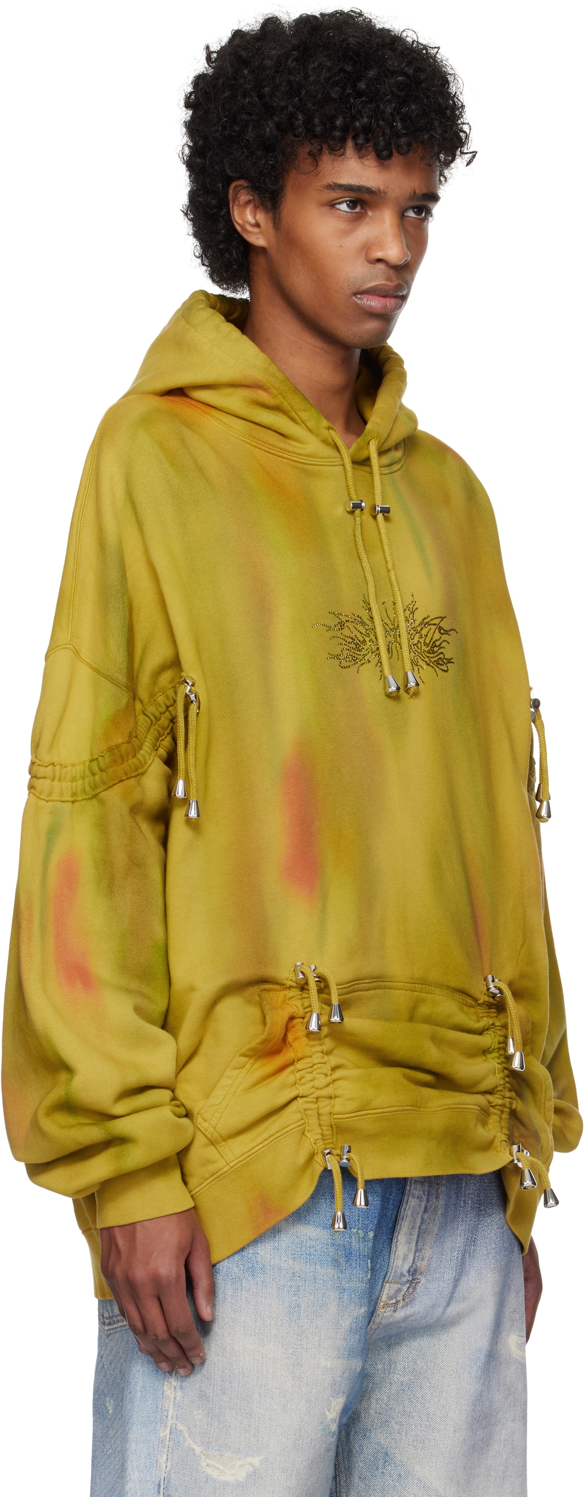 Collina Strada Yellow Rhinestone Hoodie Collina Strada