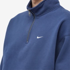 Nike Men's Solo Swoosh Quarter-Zip in Midnight Navy/White