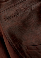 House OF Sunny Take A Trip Crocodile-effect Faux Leather Jacket Chocolate