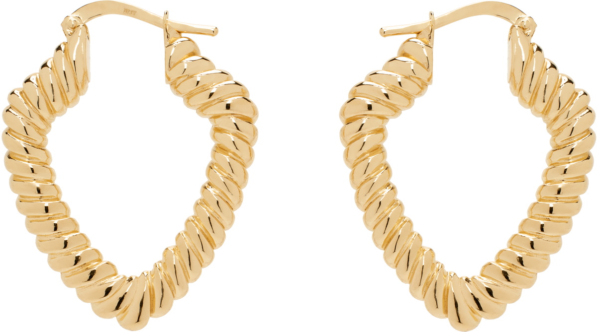 Burberry Gold Small Shield Twisted Hoop Earrings