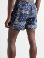 Bather - Straight-Leg Mid-Length Bandana-Print Recycled Swim Shorts - Blue