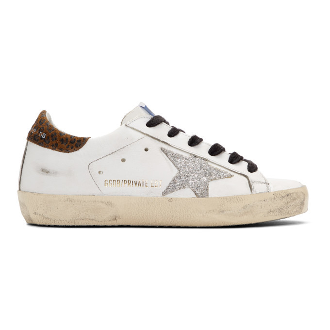 Golden Goose SSENSE Exclusive White Leopard Superstar Sneakers Golden ...