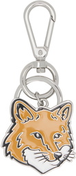 Maison Kitsuné Silver & Orange Bold Fox Head Keychain
