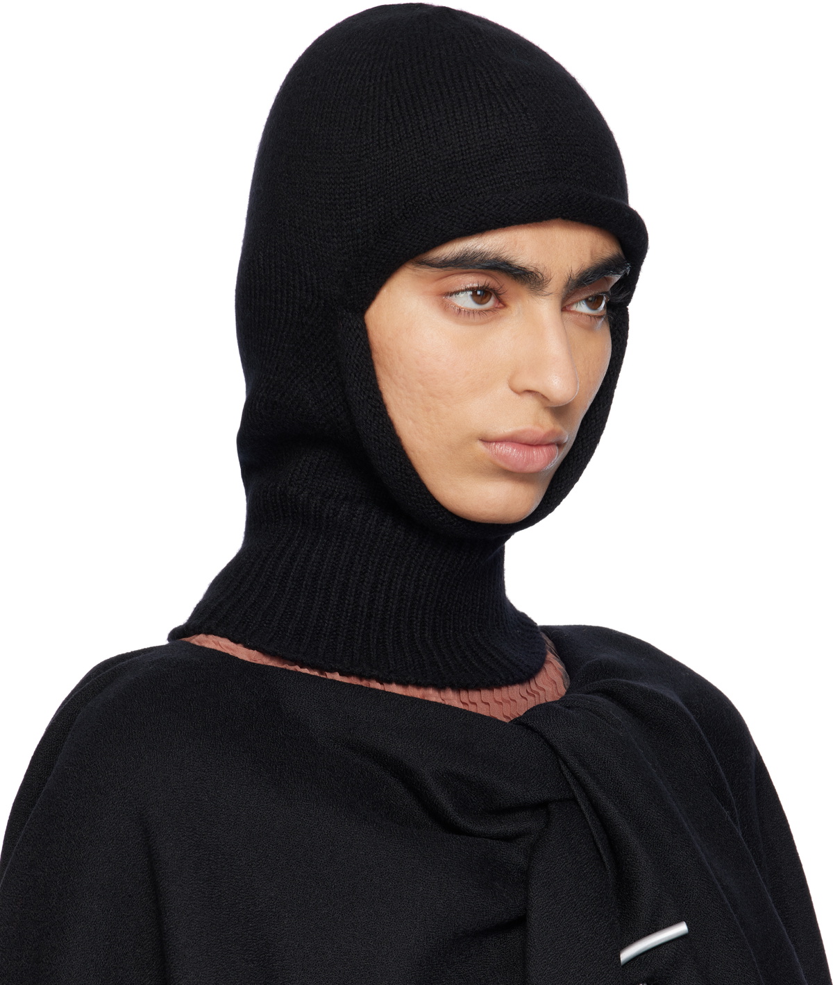 ISSEY MIYAKE Black Chunky Wool Balaclava