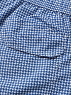 Anderson & Sheppard - Slim-Fit Straight-Leg Mid-Length Houndstooth Swim Shorts - Blue