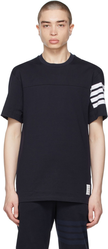 Photo: Thom Browne Navy Engineered 4-Bar T-Shirt