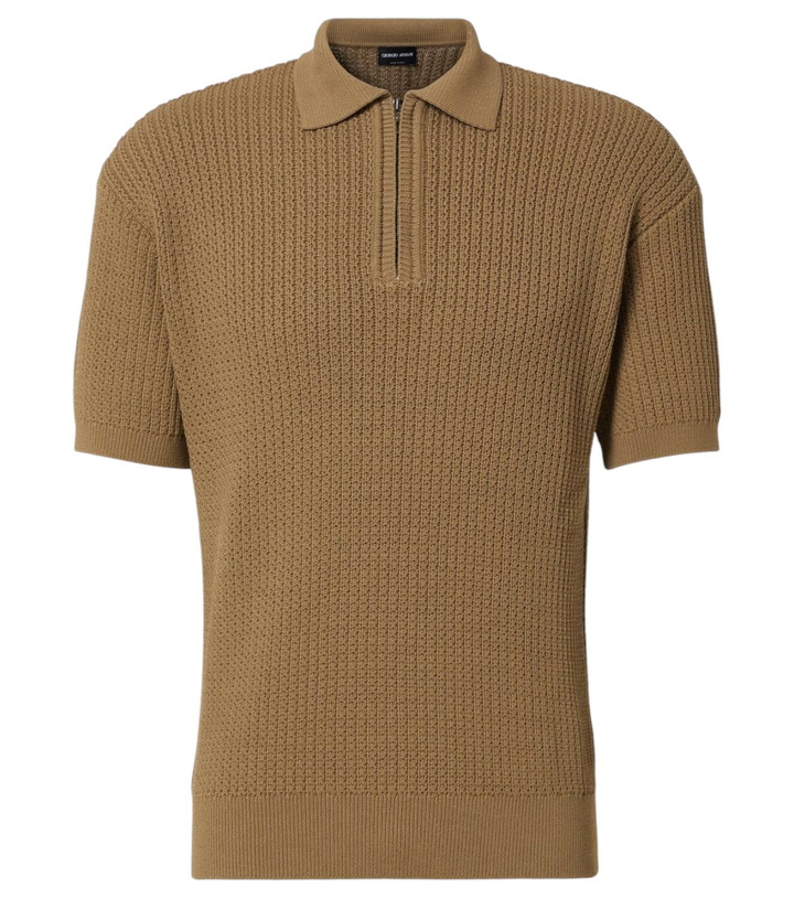 Photo: Giorgio Armani Ribbed-knit polo shirt
