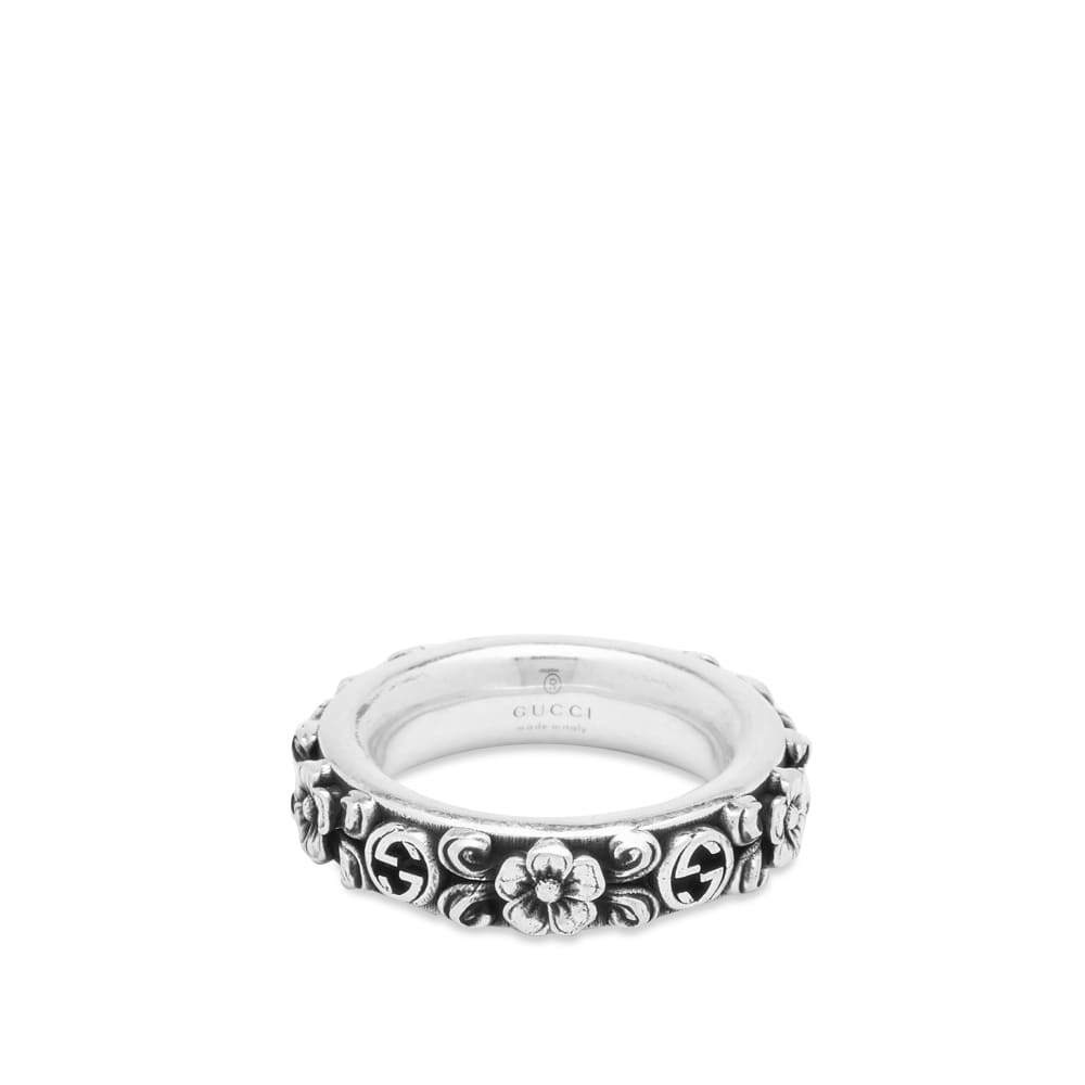 Gucci Women's Jewellery Floral Motif Ring in Silver Gucci